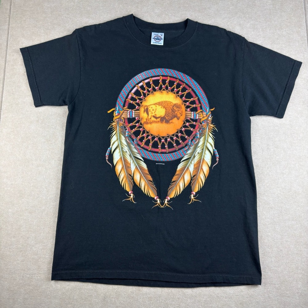 Vintage Delta Riders Custom Biker Dreamcatcher Buffalo‎ Tee Mens M Black USA